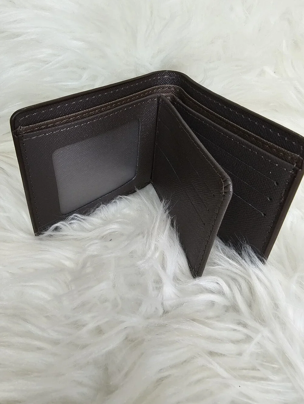Brown and Dark Brown Check Bifold Card Holder Wallet
